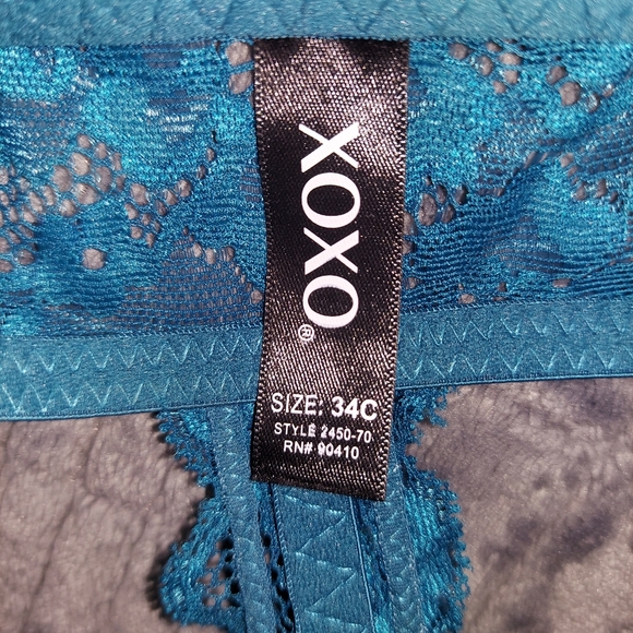 XOXO Racerback Push Up Bra, 34C, Ocean Blue Aqua Teal Floral Lace, NWOT - Picture 9 of 13